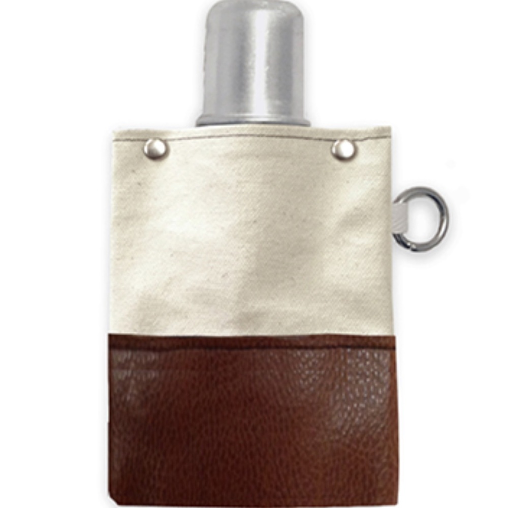 Faux Leather Canvas Flask with Shot Glass